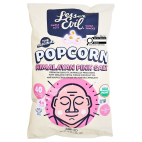 Front of Lesser Evil Organic Popcorn Himalayan Pink Salt