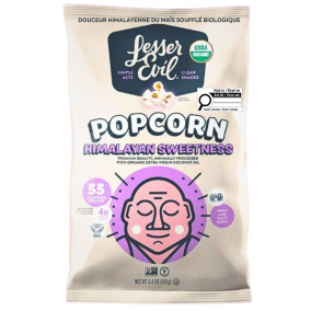 Front of Lesser Evil Organic Popcorn Himalayan Sweetness, 198g