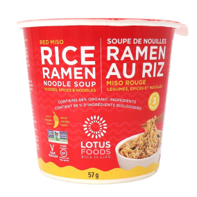 Lotus Foods Tasse de riz ramen instantané sans gluten au miso rouge, 57g