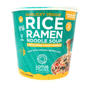 Lotus Foods Tasse de Ramen de Riz Instantané Sans Gluten à l'Ail et aux Légumes, 55g