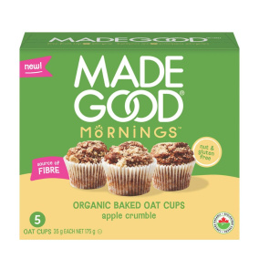 Front of MadeGood Morning Baked Oat Cups - Gluten Free Muffins - Breakfast Oatmeal Cups - Apple Crumble Muffins