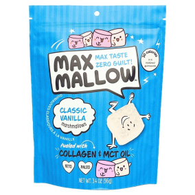 Front of Max Sweets Sugar Free Marshmallows Max Mallow Classic Vanilla - Keto Marshmallows - Sugar Free Marshmallows Canada - Gluten Free Marshmallows