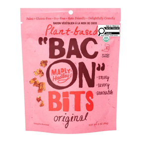 Front of Madly Hadley Coconut Bacon - Vegan Bacon - Plant Based Bacon - Vegan Bacon Crumbles