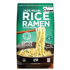 Nouilles de riz Lotus Foods Jade Pearl Ramen avec soupe de miso, 80g.