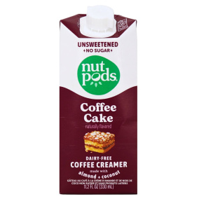 Front of Nutpods Unsweetened & Dairy Free Almond + Coconut Creamer Coffee Cake - Dairy Free Creamer Canada - Best Dairy-Free Creamer - Almond Milk Creamer