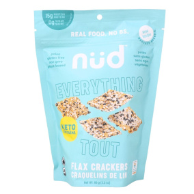 Craquelins aux graines de lin Nud Keto, le tout pesant 66g.