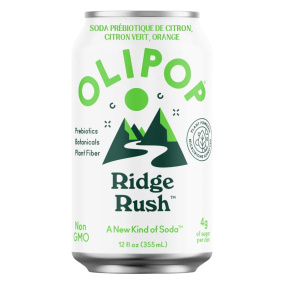 Front of OLIPOP Prebiotic Soda OLIPOP Ridge Rush Healthy Mountain Dew - Prebiotic Soda - Healthy Soda Alternatives - Olipop Ridge Rush