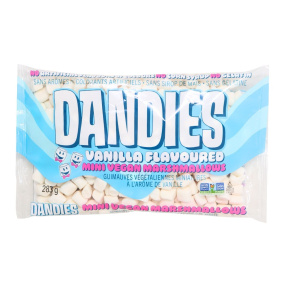 Front of Dandies Vegan Mini Marshmallows Vanilla -  Vegan Marshmallows Canada - Dandies Vegan Marshmallows - Where To Buy Vegan Marshmallows