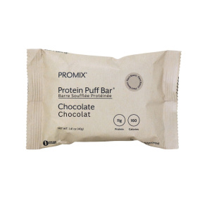 Front of PROMIX Vegan Cereal Bar Chocolate Canada - Drizzled Chocolate Protein Snack - High Protein Plant Based Bar - Chocolate Protein Bar Canada