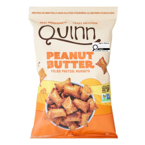 Front of Quinn Peanut Butter Filled Gluten Free Pretzel Nuggets -  Vegan Pretzel Nuggets - Kosher Pretzel Nuggets - Non-GMO Pretzel Nuggets