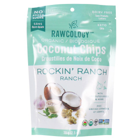 Chips de noix de coco superalimentaires avec Ranch Rockin' de Rawcology, 70g