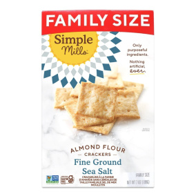 Front of Simple Mills Almond Flour Crackers Sea Salt Family Size