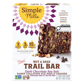 Simple Mills Gluten-Free Nut & Seed Trail Bar Dark Chocolate Sea Salt, 5 Bars