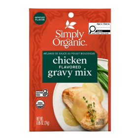 Front of Simply Organic Chicken Gravy Mix - Healthy Gravy - Chicken Gravy - Instant Gravy For Chicken