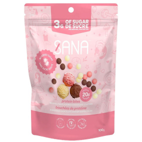 Front of Sana Sweet Life No Added Sugar Crunchy Chocolate Protein Bites Neopolitan - Less Sugar Chocolate - High Protein Chocolate - High Protein Snack