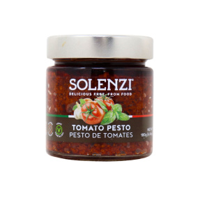 Front of SOLENZI Sundried Tomato Pesto Red Pesto Sauce Vegan Pesto Nut-Free Pesto 
