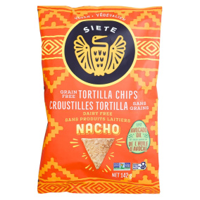Front of Siete Nacho Grain Free Tortilla Chips - Gluten-free Foods - Paleo Tortilla Chips - Healthy Tortilla Chips