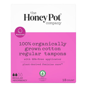 Les tampons en coton biologique The Honey Pot, réguliers, 18 unités.