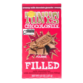 Tony's Chocolonely Filled Milk Chocolate Bar with Chocolatey Ganache Cream Filling, 127g