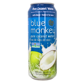 Front of Blue Monkey Organic Coconut Water Can