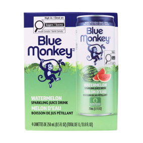 Blue Monkey No Sugar Added Sparkling Juice Watermelon 4-Pack Canada Front