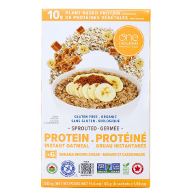 One Degree Organic Foods High-Protein Sprouted Oatmeal Banana Brown Sugar Front