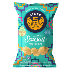 Front of Siete Grain-Free Kettle Cooked Potato Chips Sea Salt, 156g 