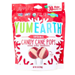 Sucettes en canne à bonbons biologiques YumEarth, 30 sucettes enveloppées