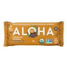 Barre protéinée biologique à base de plantes ALOHA chocolat espresso, 56g