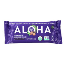 Barre de protéines biologiques à base de plantes ALOHA au chocolat, caramel et pacanes, 56g