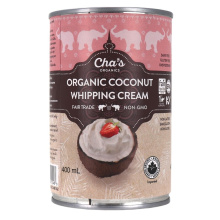 Crème fouettée à la noix de coco de Cha's Organics sans sucre ajouté, 400 ml