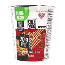 Ramen instantané végétalien à haute teneur en protéines, saveur braisé de boeuf, 71g