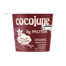 Cocojune Yogourt de noix de coco culturé au style grec riche en protéines Vanille Cannelle, 142g