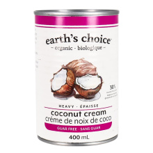 Crème de noix de coco épaisse biologique sans guar de choix de la Terre, 400 mL.