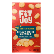 Fit Joy Mini Craquelins Ronds Sans Produits Laitiers et Sans Céréales au Fromage Cheddar Blanc, 198g