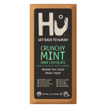 Tablette de chocolat noir Hu Kitchen à la menthe croquante, 60g