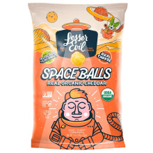 Lesser Evil Boules d'espace soufflées au maïs biologique au vrai cheddar, 198g