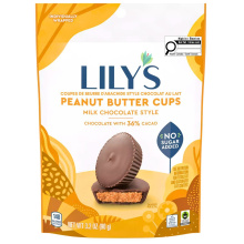 Coupes de beurre d'arachide au chocolat au lait sans sucre ajouté de Lily, 90g