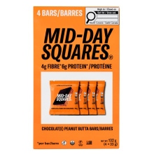 Barre de chocolat végétalienne Mid-Day Squares au beurre d'arachide, paquet de 4