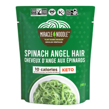 Miracle Noodle Prête à Manger Nouilles Keto à Base de Plantes Konjac Épinards Angel Hair, 200g