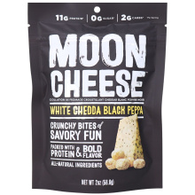 Moon Cheese Croustillant Collation au Fromage Cheddar Blanc Poivre Noir, 56,6 g