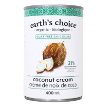 Crème de noix de coco biologique sans guar Earth's Choice, 400 mL