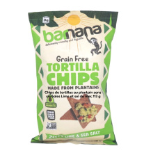 Chips de tortilla à la banane plantain sans grains Barnana, saveur lime et sel de mer, 113g