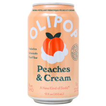 OLIPOP Tonic Pétillant Prébiotique à Faible Teneur en Sucre Pêches et Crème, 355mL