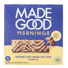 Barres d'avoine moelleuses sans gluten MadeGood Mornings saveur bleuet, 5 barres