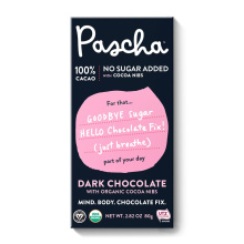 Pascha Noir Barre Noire 100% Cacao Chocolat Noir avec Éclats de Cacao, 80g 