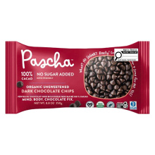 Chips de chocolat noir biologique 100% cacao Pascha, non sucrées, 250g