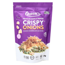 Oignons croustillants sans gluten de première qualité de la Reine à l'ail et au poivre, 175g
