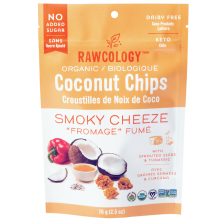 Chips de noix de coco superalimentaire Smoky Cheeze de Rawcology, 70g