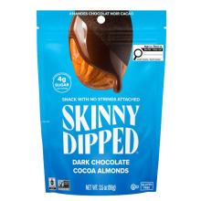 Amandes enrobées de chocolat noir au cacao, 99g